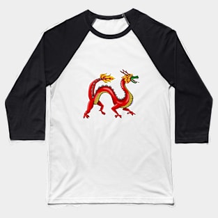 Chinese Dragon Doodle Illustration Baseball T-Shirt